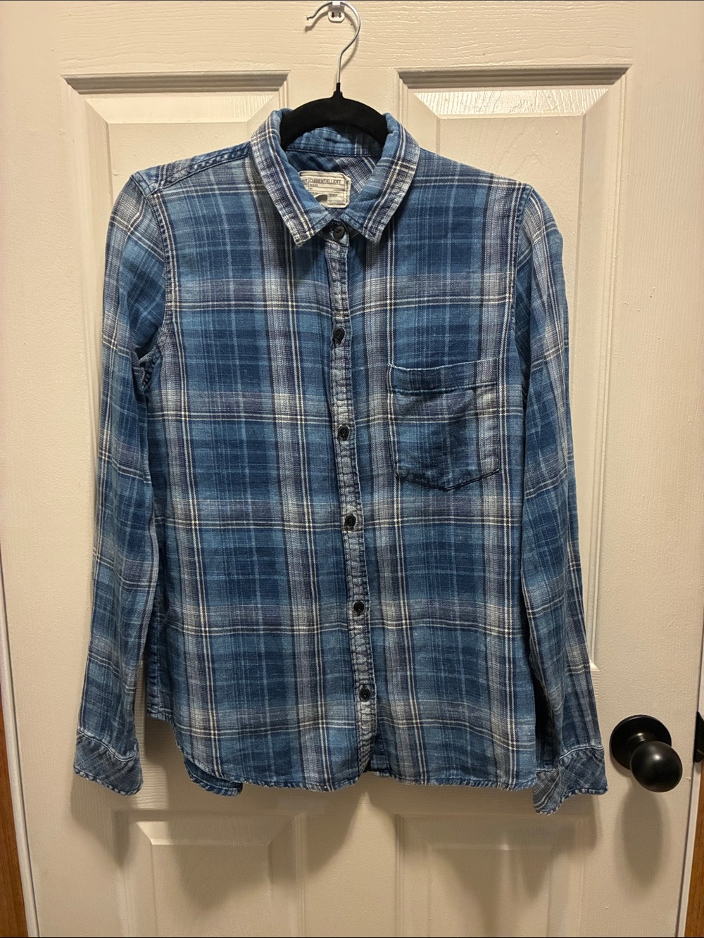 Current/Elliott Blue Plaid Button-Down Shirt
